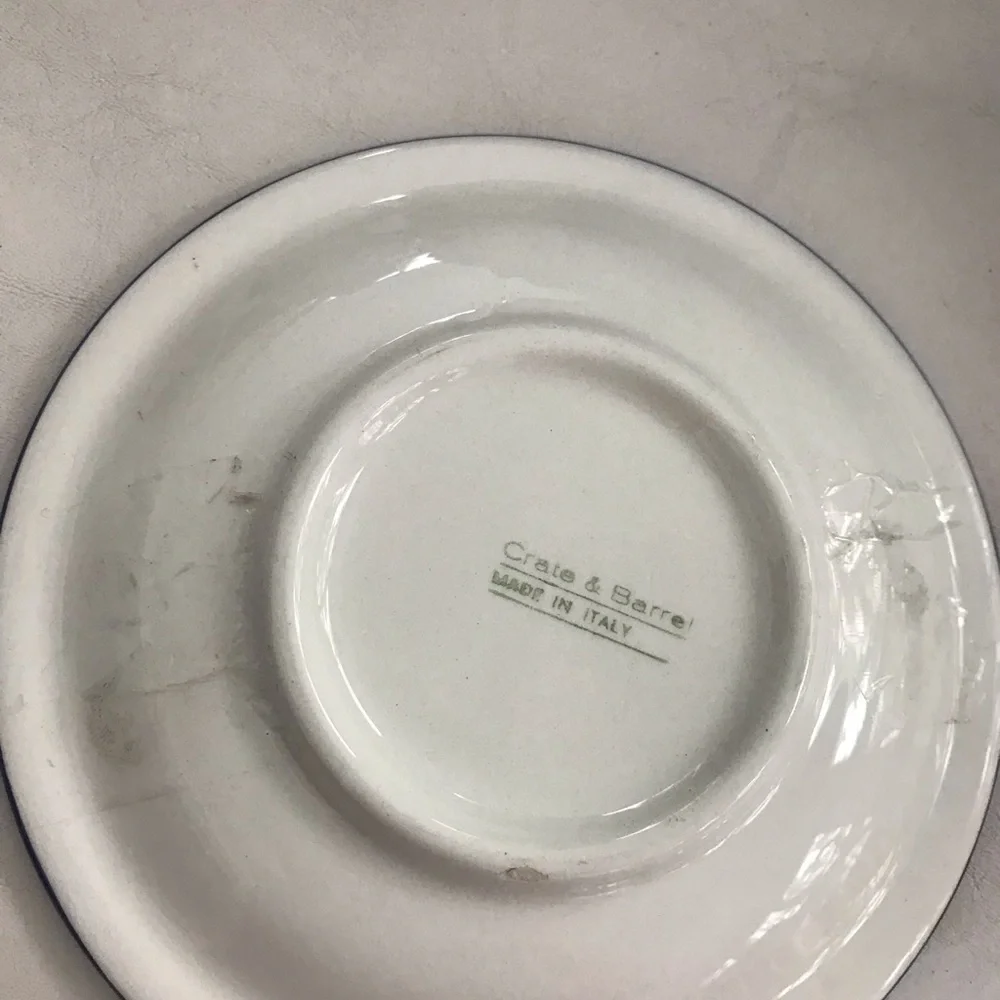 2 Speckled Blue & White Cups& Saucers Set by CRATE & BARREL